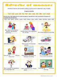 Why do we use adverbs? Adverbs Of Manner English Esl Worksheets