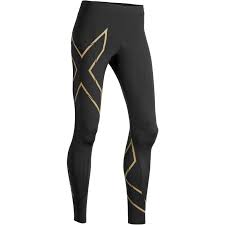 2xu mcs run compression womens tights black gold reflective