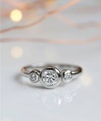 5mm Three Stone Ring Platinum Diamond Engagement Rings Bezel Engagement Ring Three Stone Rings