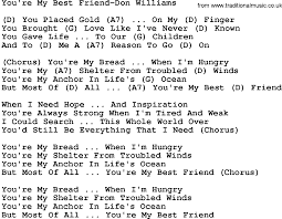 Country Music You Re My Best Friend Don Williams Lyrics And Chords