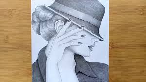 Official account youtube drawing channel 6.6 million + subscribers i make drawing tutorial videos. A Lady With Hat Step By Step Drawing How To Draw A Girl With Hat Pencil Sketch 2 Video Dailymotion