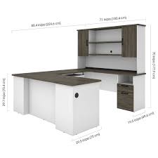 Enjoy free shipping on most stuff, even big stuff. Bestar Norma U Shaped Computer Desk With Hutch In Walnut Gray And White 181852 000035