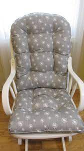 Cushions are covered in durable outdoor olefin fabric. Glider Or Rocking Chair Cushions Set In Grey With White Etsy