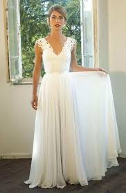 V Shaped Neckline Cape Tulle Dress With Appliques Chiffon Wedding Gowns Dreamy Wedding Dress Vintage Inspired Wedding Gown