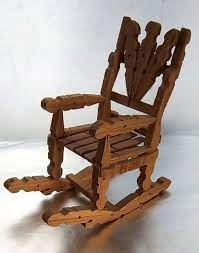 clothes pin rocking chair vintage tramp art folk design clothes pins rocking chair miniature furniture