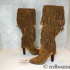 Saint Laurent Shoes Nwt Saint Laurent Lily Brown Suede Fringe Boots Poshmark