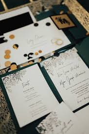 Black And White Wedding Invitation Ideas Green Gold Black White Invitation Suite Colorado Wedding Venues Wedding Invitations White Wedding Invitations
