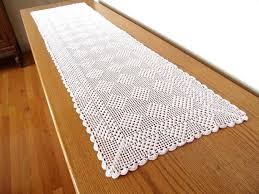 White Crocheted Table Runner Handmade Table Scarf 60 Inch Table Runner Crocheted Doily Vintage Table Runner Shabby Chic Table Runner Handmade Table Runner Crochet Table Runner Handmade Table