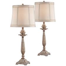 Regency Hill Shabby Chic Table Lamps Set Of 2 Antique White Washed Petite Artichoke Font Beige Fabric Bell Shade For Living Room Walmart Com In 2020 Shabby Chic Table Lamps Table
