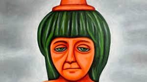Sad Oompa Loompa from the now-infamous Willy Wonka Chocolate Experience  immortalised in painting for a museum of modern art