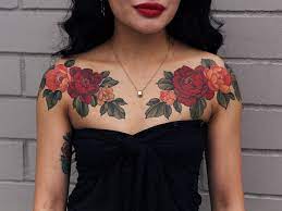 Yuuz Flower On Twitter Red Flower Tattoos Chest Piece Tattoos Chest Tattoos For Women