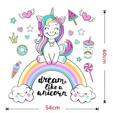 Catatanku anak desa gambar mewarnai unicorn lucu. Aeiac Children Bedroom Dream Like A Unicorn Rainbow Wall Sticker Lazada