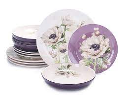 Find a huge selection of dinnerware sets for the lowest prices add a bright, floral aspect to any dining experience with this lovely gallery poppy dinnerware set. Bico Purple Poppy Ceramic 12 Pcs Dinnerware Set Service For 4 Inclusive Of 11 Inch Dinner Plates 8 75 Inch Salad Plates And 35oz Dinner Bowls For Party Microwave Dishwasher Safe Buy