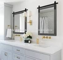 Rustic Horizontal Wood Framed Bathroom Mirror
