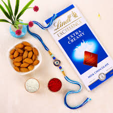 Premium Evil Eye Rakhi with Chocolate & Almond - For USA | UK Gifts Portal