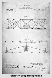 Vintage Wright Brothers Airplane Patent Print Art Poster Patent Prints Wright Brothers Airplane Poster Art