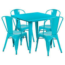 Flash Furniture 31 5 Square Metal Indoor Outdoor Table Set With 4 Stack Chairs Multiple Colors Walmart Com Outdoor Table Settings Outdoor Dining Chairs Flash Furniture