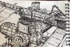 It is named the international space station or iss. I Sketched A Section Of The International Space Station In Pen And Ink Drawing