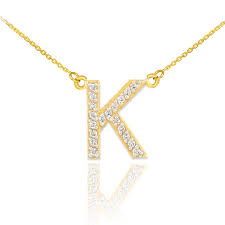 14k Gold Letter K Diamond Initial Necklace Yellow Gold Diamond Studs Diamond Initial Necklace Letter Pendant Necklace