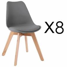 Lot De 8 Chaises Style Scandinave Catherina Gris Chaise Chaise Grise Fauteuil Pouf