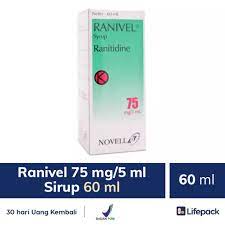 Obat ini bekerja dengan cara menghambat sel parietal lambung (yang menghasilkan asam) agar meringankan gejala sakit maag. Ranivel 75 Mg 5 Ml Sirup 60 Ml 60 Ml Ranitidine Syrup 60ml Lifepack Id