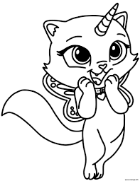 Coloriages à imprimer en ligne. Coloriage Chat Licorne Volant Dessin Chat A Imprimer