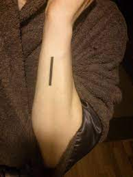 Fuckyeahtattoos For Me It Symbolizes Simplicity Flexibility It Moves With My Arm Movements But Also Consta Stripe Tattoo Line Tattoos Straight Line Tattoo