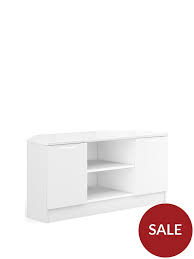 Floating elegance for your walls! Bilbao Ready Assembled 2 Door High Gloss Corner Tv Unit White Fits Up To 46 Inch Tv Littlewoods Com
