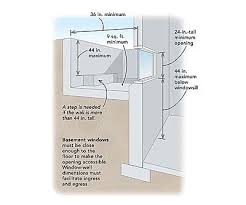 Sills on operable egress bedroom windows should be no more than 44 inches from the floor, according to the international coming up with the size of the window in relationship with the height is also dependent on your choice of design, and sometimes that's determined by the. Q According To Code I Need To Provide Egress Through A Window With A Net Clear Opening Of 5 7 Sq Ft If I Egress Windows Basement Egress Egress Window Well