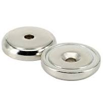 Neodymium Magnet with Countersunk Bore, Extra Strong Pot Magnets, Diameter  32 mm, 30 kg Tensile Force, Flat Gripper Round with M5 Countersunk Bore, ...