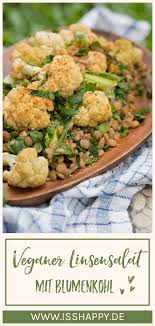 Einfacher Linsensalat Mit Blumenkohl Vegan Lecker Iss Happy Rezept Blumenkohl Gesund Gesunde Vegane Rezepte Linsensalat