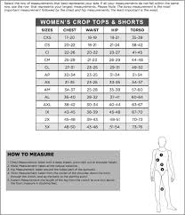 Size Chart Gk Womens Crop Tops Shorts