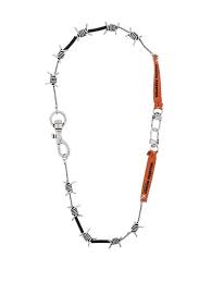 Heron Preston Barbwire Design Necklace Farfetch Heron Preston Silver Necklaces Necklace