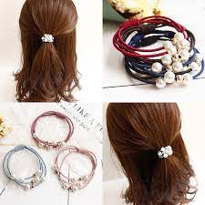 5pcs Pearl Elastic Rubber Bands Ring Headwear Girl Hair Band Ponytail Holder Fashion Clothing Shoes Accessories Womensaccessories Hairaccessories Bordado