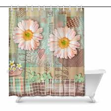 Find bathroom set wood from a vast selection of other bathroom accessories. Mkhert Elegance Floral Country Postcard With Pink Gerbera Daisy Flowers Waterproof Shower Curtain Decor Fabric Bathroom Set 66x72 Inch Walmart Com Walmart Com