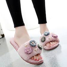 Cheap Home Slippers Buy Quality Winter Home Shoes Directly From China Plush Shoes Suppliers Sweet Girls 3d Flower Fur Sandals Fl Slippers Fur Sandals Sandals