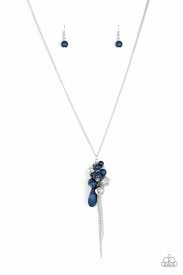 It S A Celebration Blue Paparazzi Accessories Necklace Silver Beads Blue Necklace Beaded Tassel Necklace