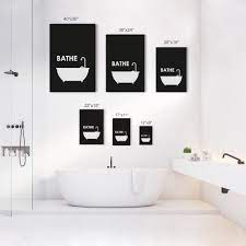 Have fun playing around with different finishes for the hardware: Bathe Typography Quote Quote Black And White Bathroom Wall Decor Smile Art Design
