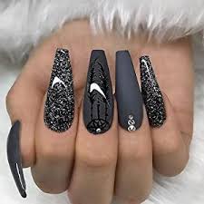 Coffin nails are basically very long shaped nails, resembling the design of a traditional coffin, if coffin nails in matte black and rhinestones. Amazon Com Coffin Nails Long Fake Nails Clear Acrylic Nails Coffin Shaped Ballerina Nails Tips Btartbox 500pcs Full Cover False Nail Artificial Nails With Case For Nail Salons And Diy Nail Art