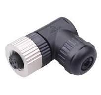 3 Way M12 Right Angle Female Industrial Circular Connector IP67 4A 250V