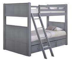 The bunk bed offers many features including safety guardrails, an integrated ladder, and the option of easily and safely converting into two twin beds for your convenience. Shop Totally Kids Moreno Grey Queen Over Queen Bunk Bed