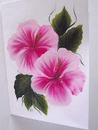 Hand Painted Hibiscus Greeting Card Karen Underwood Etsy Flower Painting Floral Painting Folk Art Flowers