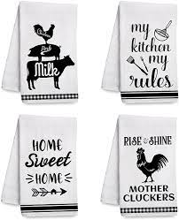 Discover unique kitchen linens including dish cloths, tea towels, aprons and more at anthropologie. Buy Farmhouse Family Kitchen Dish Towels And Dishcloths Sets Of 4 Funny Housewarming Gifts For New Home Cute Black White Buffalo Plaids Dish Towels For Drying Dishes Decorative Coffee Tea Towels