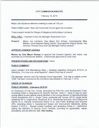 CITY COMMISSION MINUTES February 18, 2019 Mayor Joe LaCascia called the  meeting to order at 7:00 p.m. Pastor Walter Lawlor, New