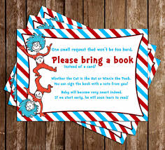 Want more baby shower inspiration? Novel Concept Designs Dr Seuss Bring A Book Baby Shower Invitation Insert