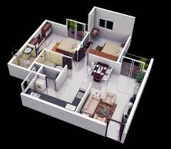 25 More 2 Bedroom 3d Floor Plans 2bhk House Plan Small House Plans Home Design Plans