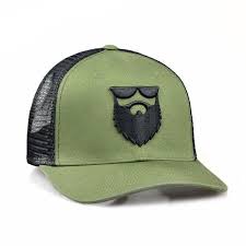Og Beard Logo Mesh Trucker Army Green Beard Logo Snapback Hats Flex Fit Hats