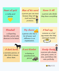 25 Common Idioms To Describe People In English Eslbuzz Learning English English Idioms Idioms And Phrases Learn English