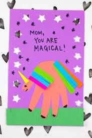 Birthday Card Ideas For Kids Unicorn Magical Mother S Day Unicorn Handprint Card Birthday Cards For Mom Kids Birthday Cards Birthday Cards To Print