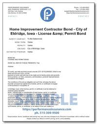 Finally, as with any big project, organization is key. Home Improvement Contractor Bond City Of Eldridge Iowa License Permit Bond